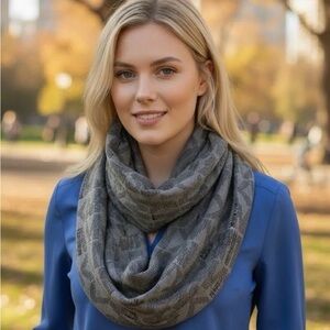 Michael Kors Monogram Gray Patterned Infinity Scarf Loop